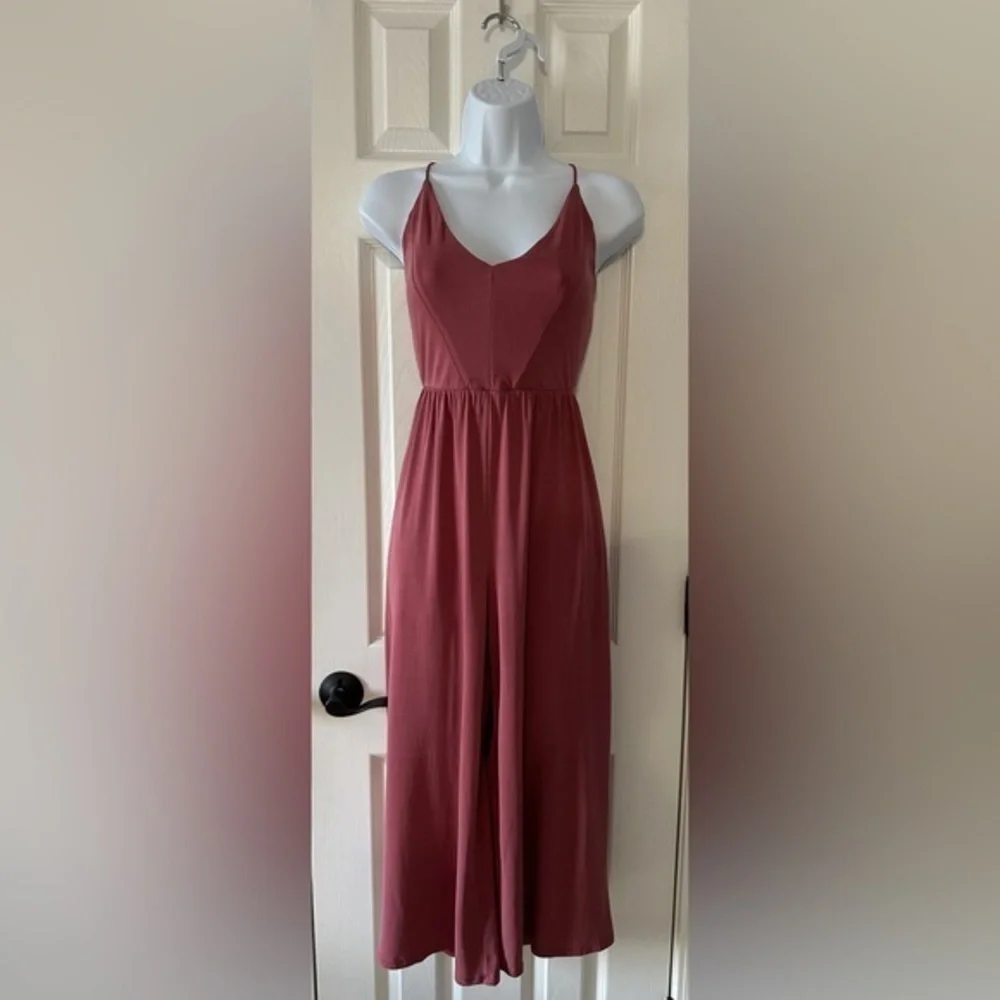 Sienna Sky Mauve Wide-Leg Jumpsuit with Built-In Shorts – Size Small